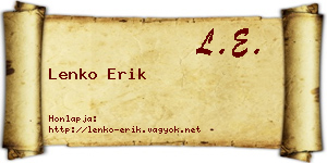 Lenko Erik névjegykártya